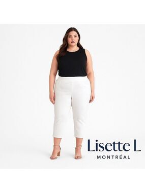 Lisette L. Stunning white crop jeans embroidered daisy discrete crystal plus 16